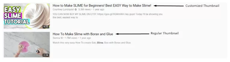 Customized thumbnail vs. regular thumbnail