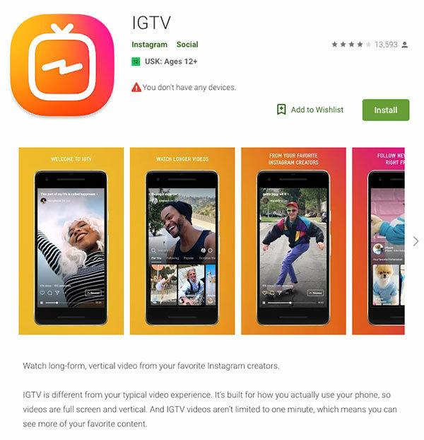 IGTV Goolge Play Store