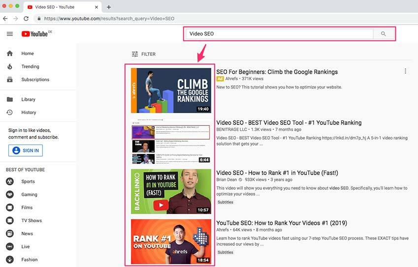 Individuelle Thumbnails in YouTube SERPs