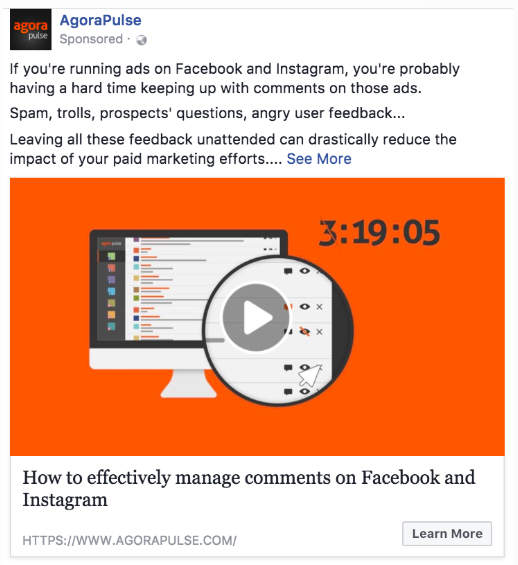 agorapulse video ad facebook