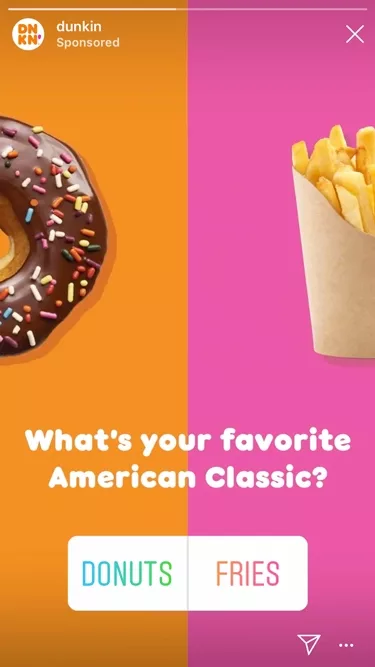 dunkin donuts survey instagram stories ads