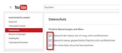 youtube kanal absichern datenschutzeinstellungen